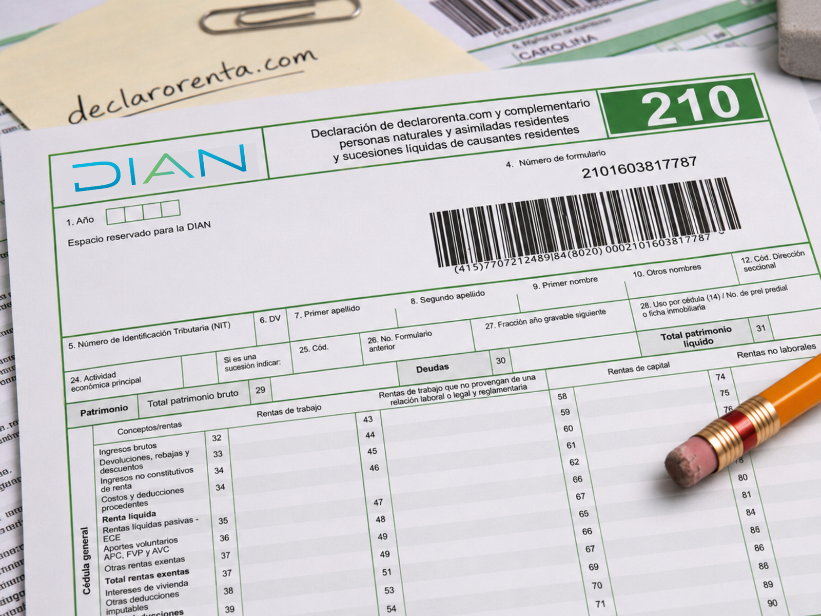 Formulario 210 DIAN — Declaración de renta personas naturales 2025
